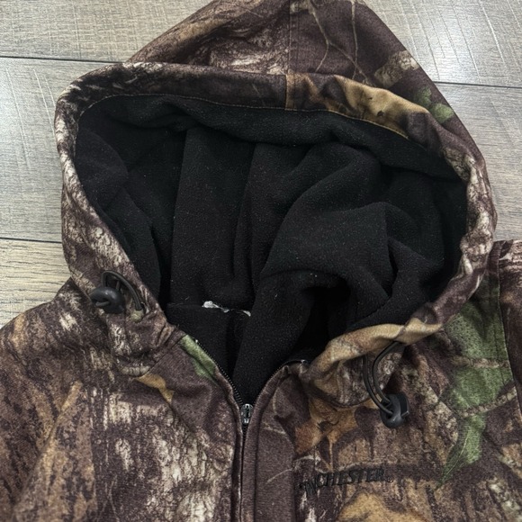 VTG Manchester Realtree Camo Fleece Hoodie Jacket Zip Up Outdoor Hunting Mens XL - Picture 11 of 12